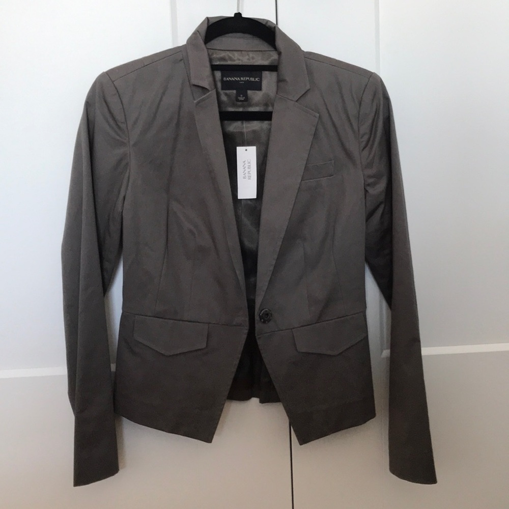 Banana Republic Grey Snap Button Blazer